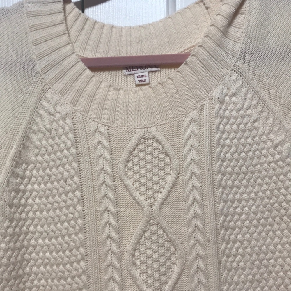 Cream Cable Knot Sweater Plus Size - Picture 3 of 8